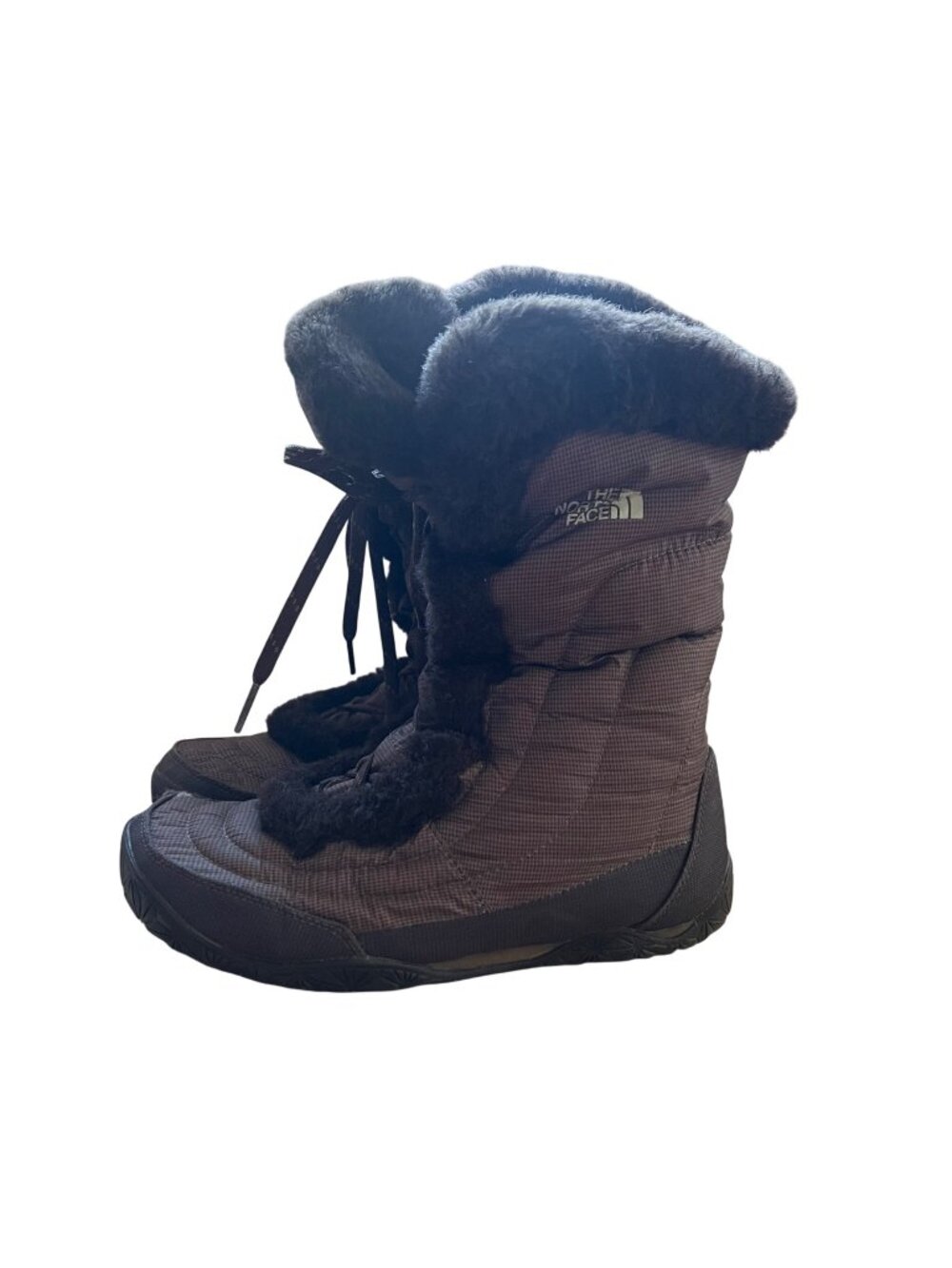 The North Face Size 8 Brown  Faux Fur Lined Quilted Goose Down Winter Boot
